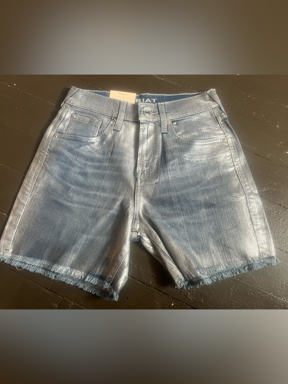 Ariat Blue/Silver Gloss Boyfriend High rise Jean shorts